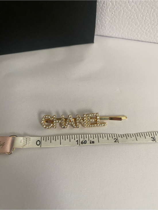 Chanel Gold Crystal Logo Hair Clip